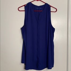 Blue sleeveless blouse